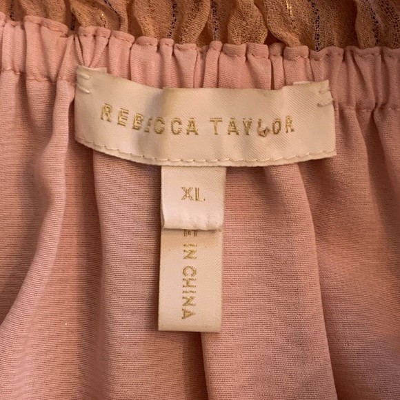 Rebecca Taylor XL Blouse Margarita Pink Metallic Stripe Lurex Silk Lined Top - Picture 8 of 10